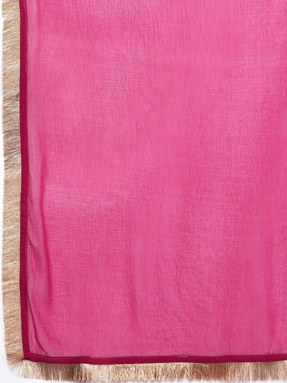Dhiyona VA Women'sFlared Sleeves Gotta Patti Kurta with Palazzos & Dupatta