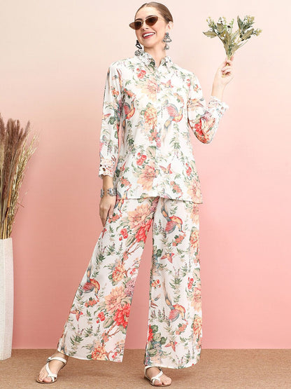 Dhiyona IE Printed Shirt With Palazzo Co-Ords