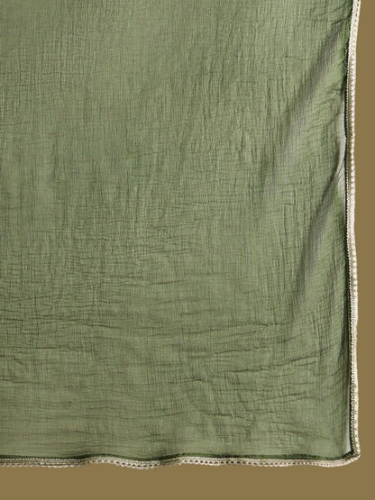 Ethnic Motifs Zari Embroidered Kurta with Trouser & Dupatta