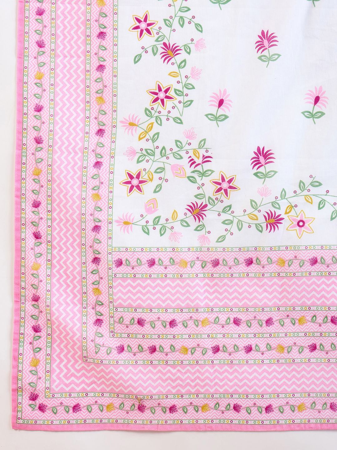 Dhiyona IE Floral Embroidered Thread Work Pure Cotton Straight Kurta With Trousers & Dupatta