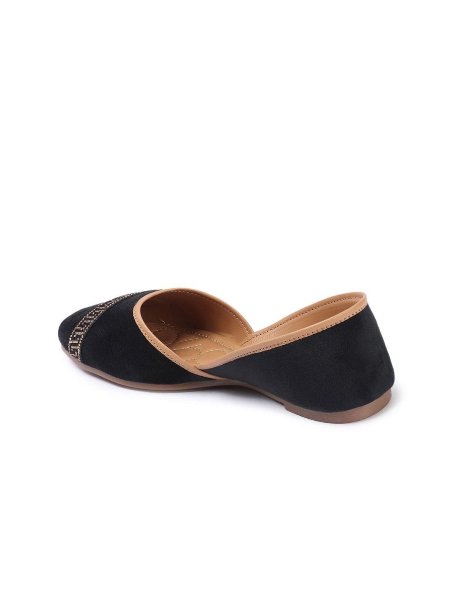 Dhiyona AK Black Embellished Round Toe Mojaris