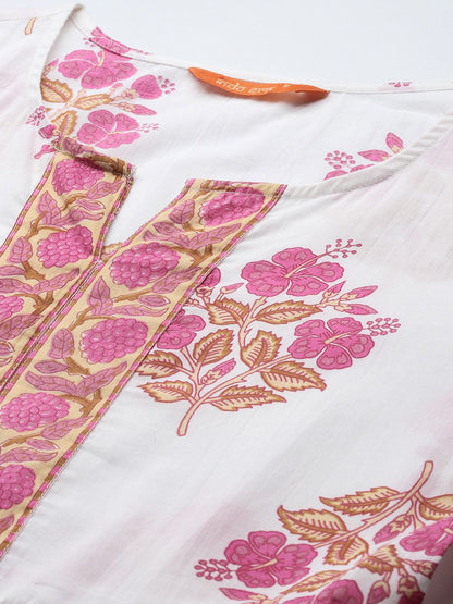 Dhiyona IE Floral Printed Pure Cotton Kurta with Trousers