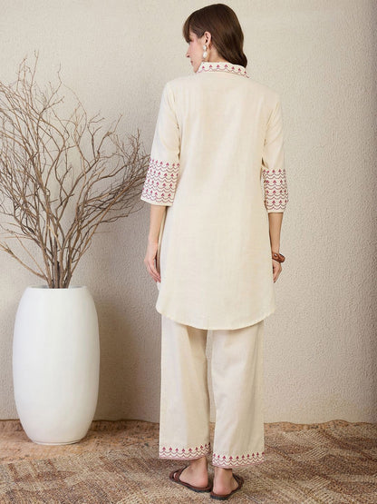 Dhiyona IE Women Regular Embroidered Kurta with Palazzos