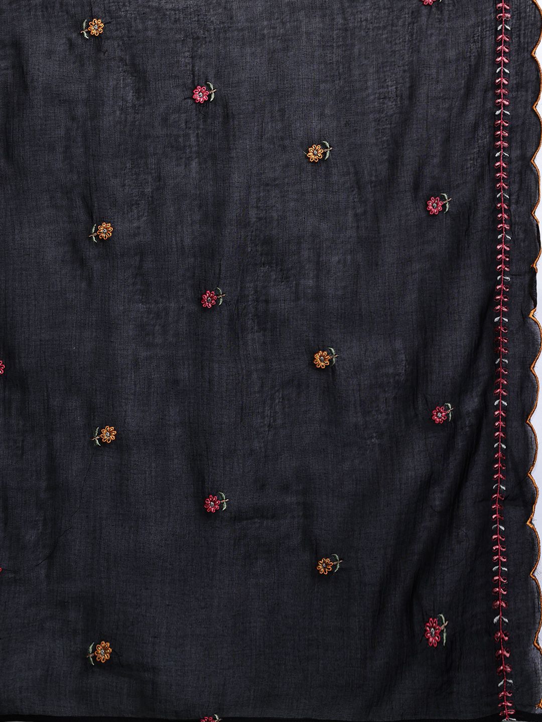 Dhiyona IE Floral Embroidered Pure Cotton Kurta with Trousers & Dupatta