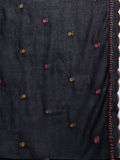 Dhiyona IE Floral Embroidered Pure Cotton Kurta with Trousers & Dupatta