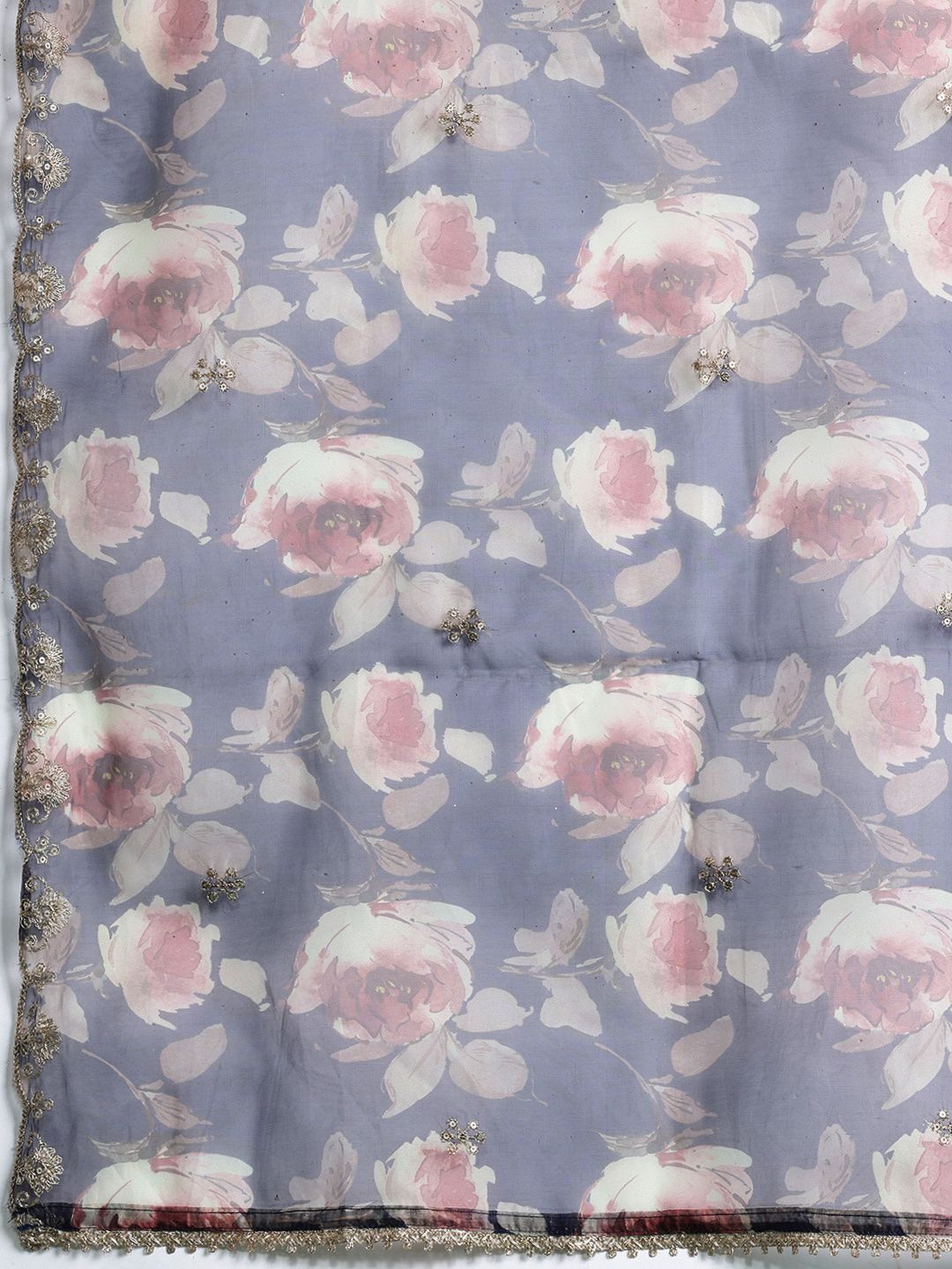 Ethnic Motifs Embroidered Zari Kurta With Trousers & Dupatta