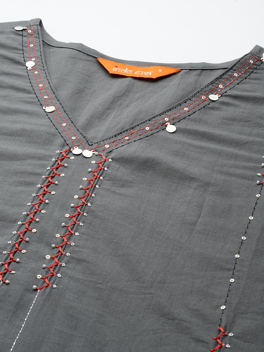 Embroidered Thread Work Pure Cotton Kurta with Trousers & With Dupatta