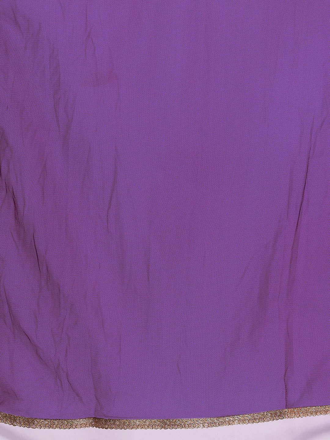 Ethnic Motifs Yoke Design Sequinned Liva Kurta With Trousers & Dupatta