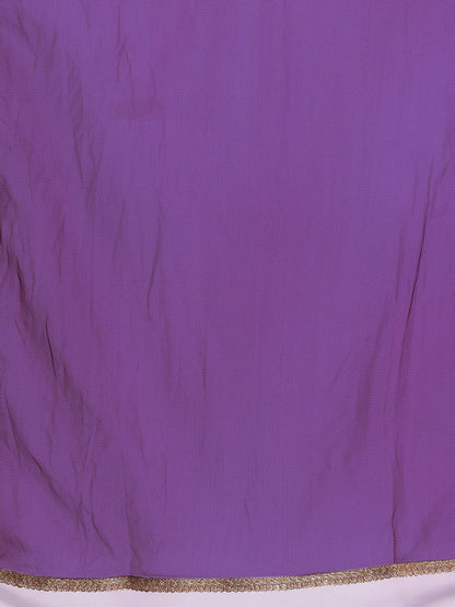 Ethnic Motifs Yoke Design Sequinned Liva Kurta With Trousers & Dupatta