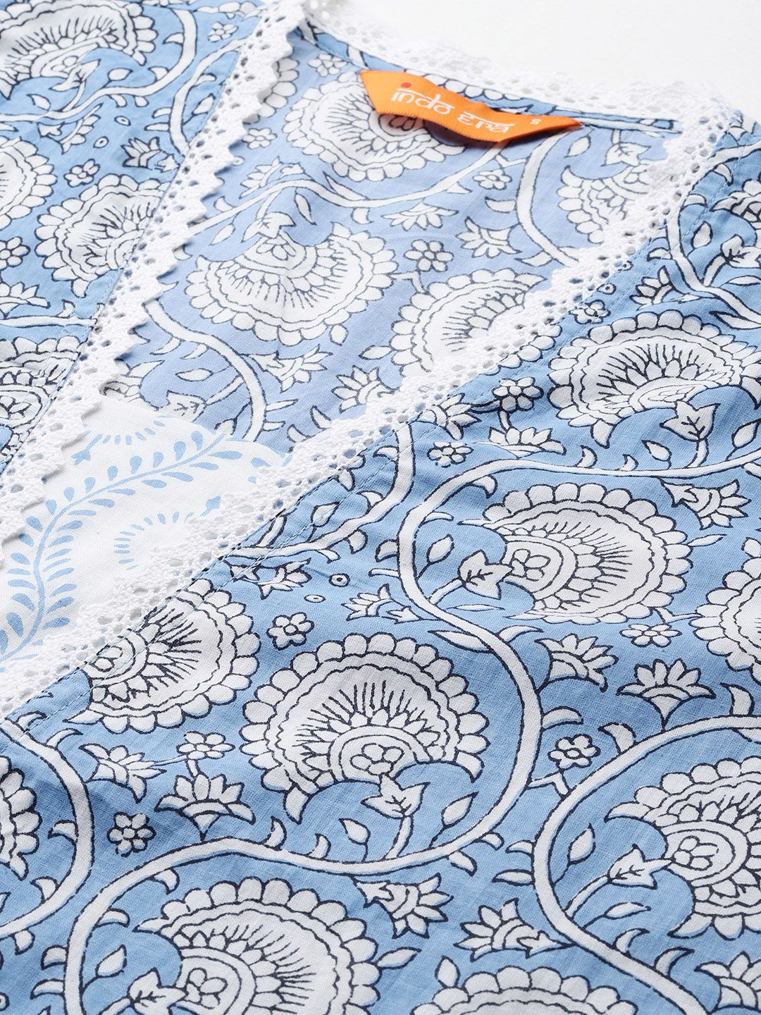 Floral Printed Pure Cotton Kurta with Trousers & With Dupatta