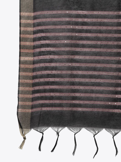 Dhiyona IE Women Black Yoke Design Regular Kurta with Palazzos & Dupatta