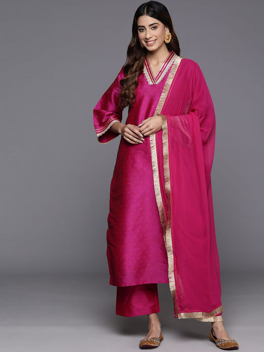 Dhiyona VA Women'sFlared Sleeves Gotta Patti Kurta with Palazzos & Dupatta