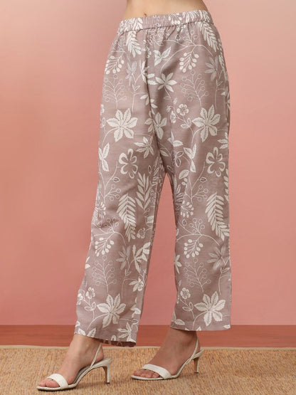 Dhiyona VA Women'sFloral Printed Kurta with Trousers