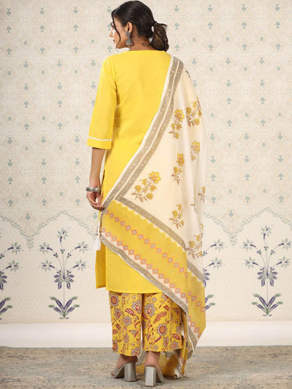 Dhiyona OD  Round Neck Floral Regular Thread Work Pure Cotton Kurta Set