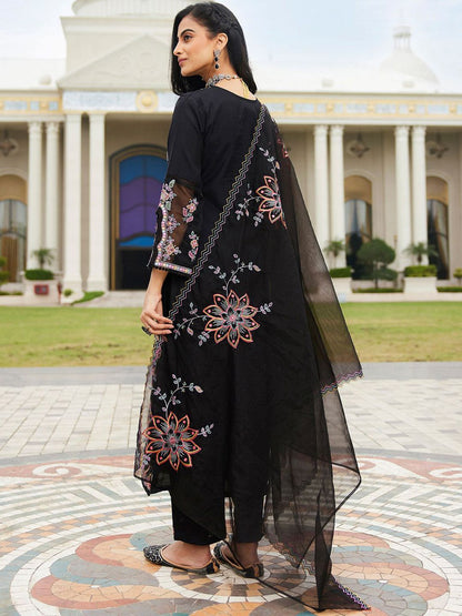 Women Ethnic Motifs Embroidered Regular Mirror Work Kurta with Trousers & With Dupatta