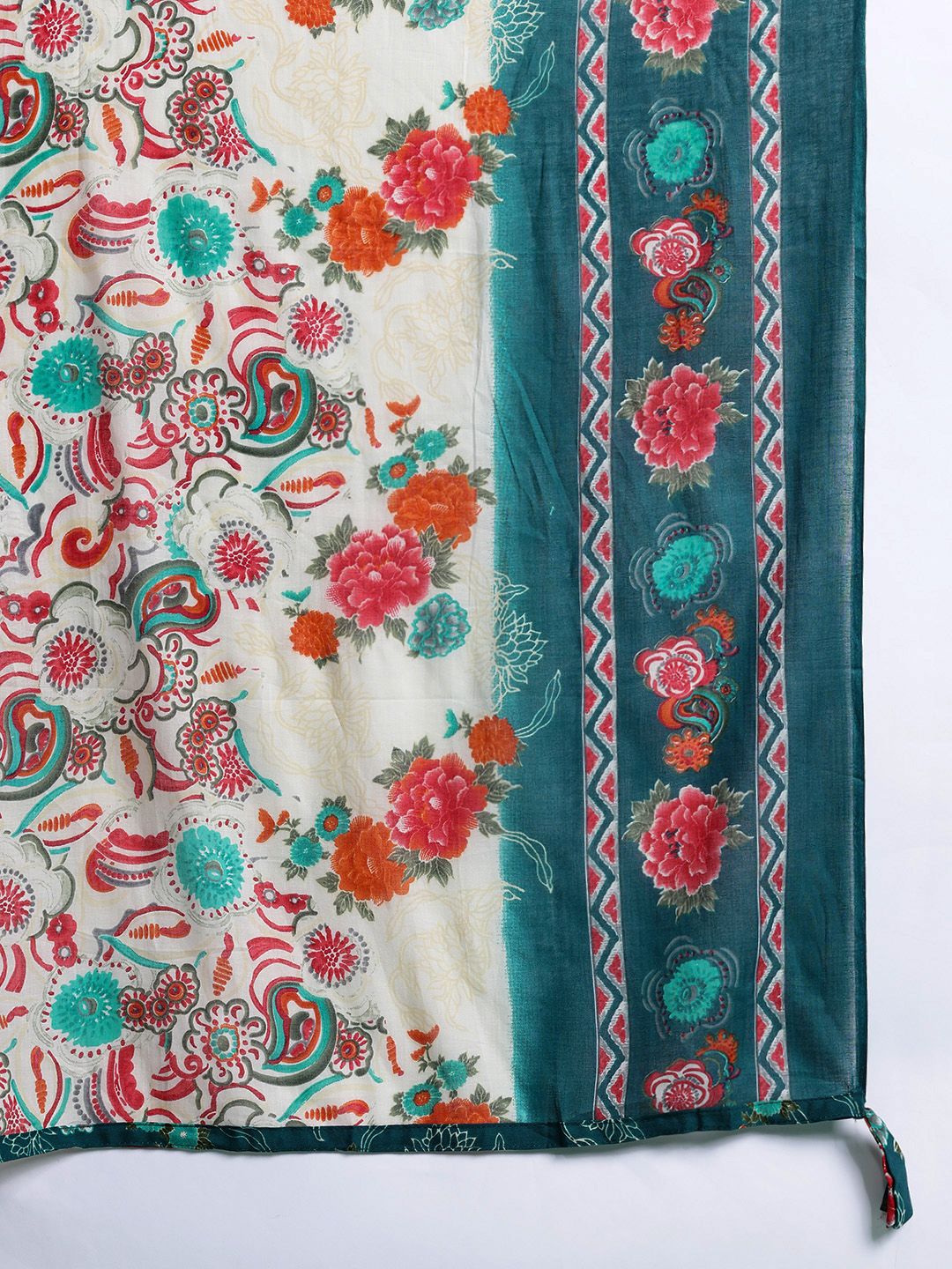 Dhiyona IE Floral Printed Mirror Work Kurta with Trousers & With Dupatta