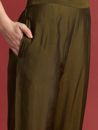 Floral Embroidered Sequinned Kurta With Trousers & Dupatta