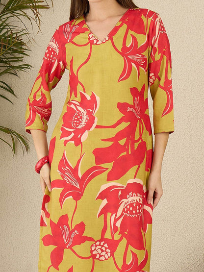Dhiyona IE Printed Straight Tunic & Trousers Co-Ord Set