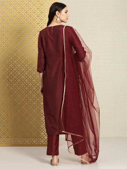 Dhiyona PD Women Ethnic Motifs Embroidered Jashn Sequinned Kurta with Trousers & Dupatta