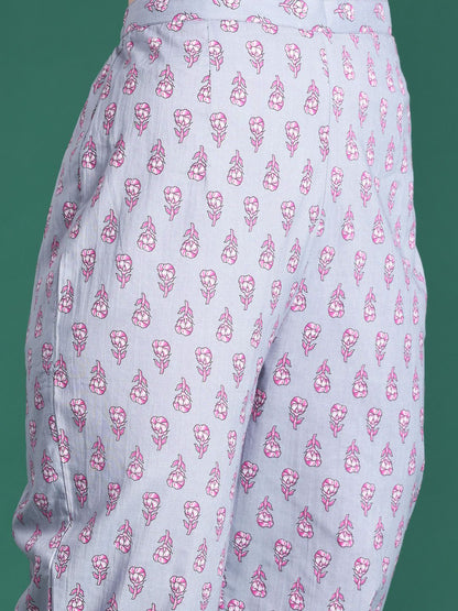 Dhiyona IE Floral Printed Pure Cotton Kurta with Trousers & Dupatta