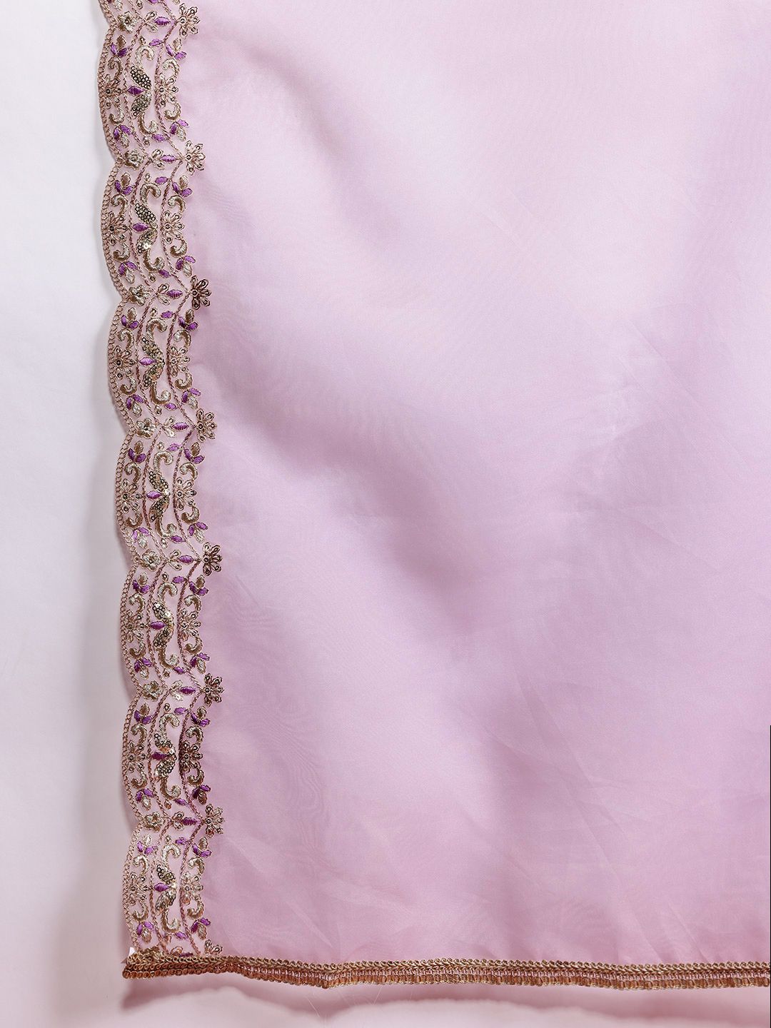 Dhiyona IE Floral Embroidered Liva Kurta With Trousers & Dupatta