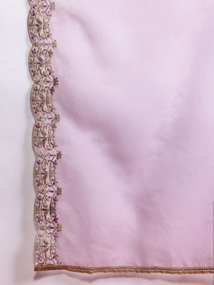 Dhiyona IE Floral Embroidered Liva Kurta With Trousers & Dupatta