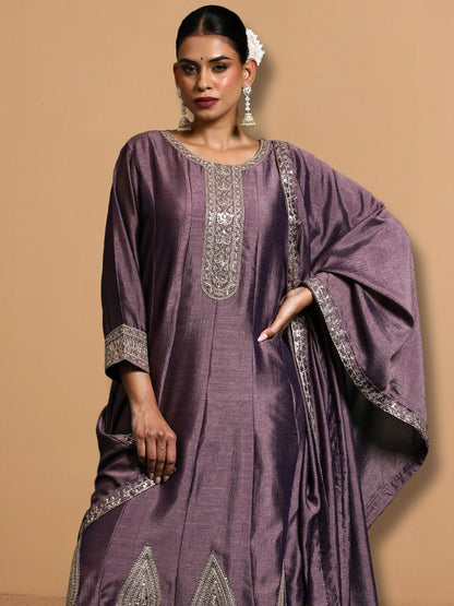 Dhiyona PD Women Women Zari Embroidered Anarkali Kurta With Trouser & Dupatta