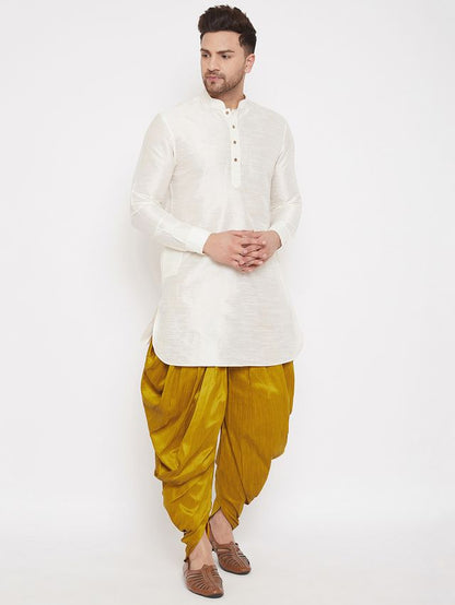Men's Mustard Silk Blend Regular Dhoti