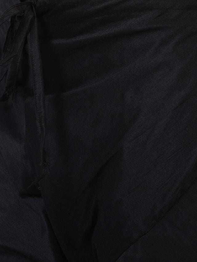 Men's Black Silk Blend Straight Kurta Pyjama Set