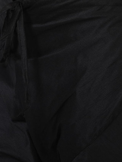 Men's Black Silk Blend Straight Kurta Pyjama Set