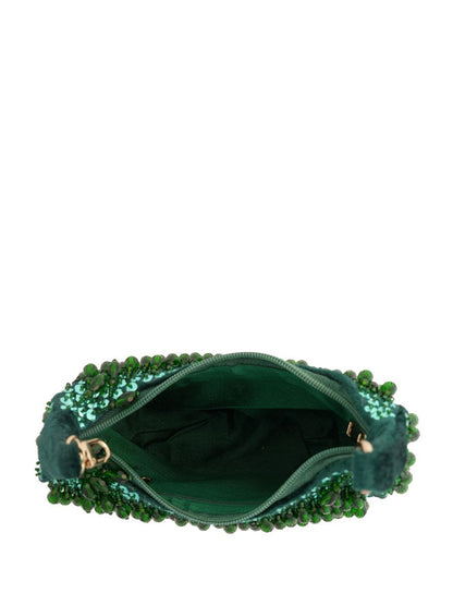 Dhiyona NR Embroidered Embellished Half Moon Clutch