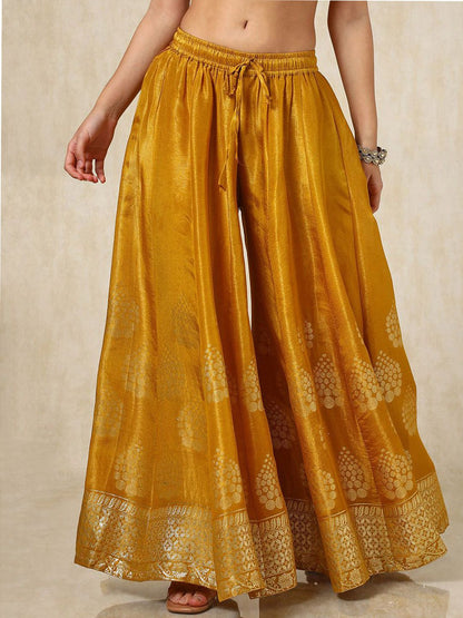 Dhiyona SO Women's Ethnic Motifs Embroidered Zari Straight Kurti with Palazzos & Dupatta