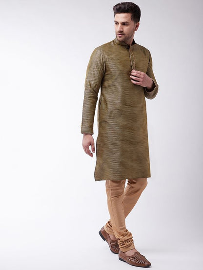 Men's Black Silk Blend Straight Kurta Pyjama Set