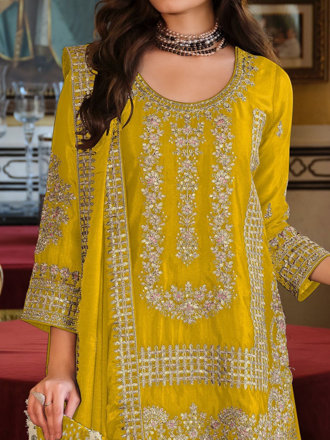 Dhiyona IE Women Ethnic Motifs Embroidered Kurta with Sharara & With Dupatta