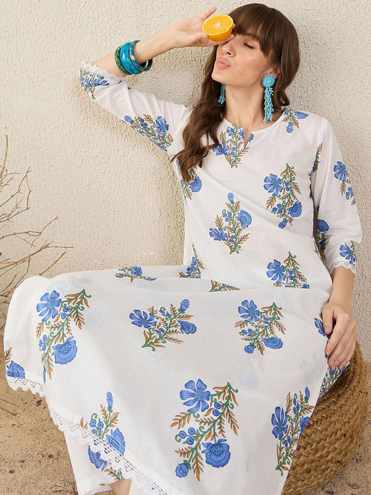 Dhiyona IE Floral Printed Pure Cotton Tunic With Trouser