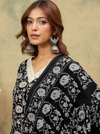 Dhiyona VA Women's Ethnic Motifs Printed Regular Kurta with Trousers & Dupatta