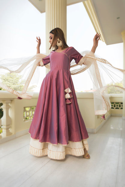 Cotton Silk Purple Angrakha
