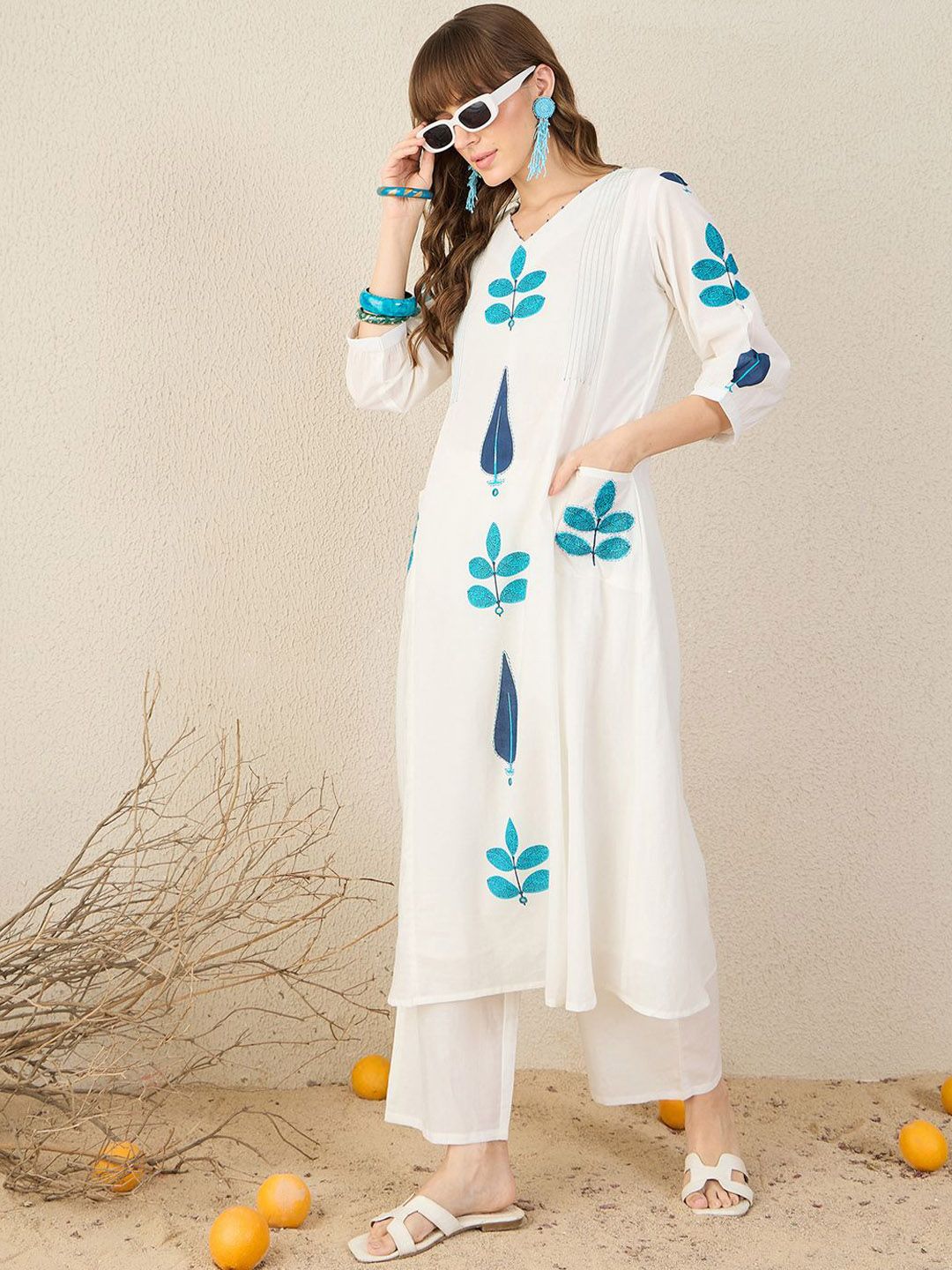 Dhiyona IE Printed Pure Cotton Tunic With Palazzo