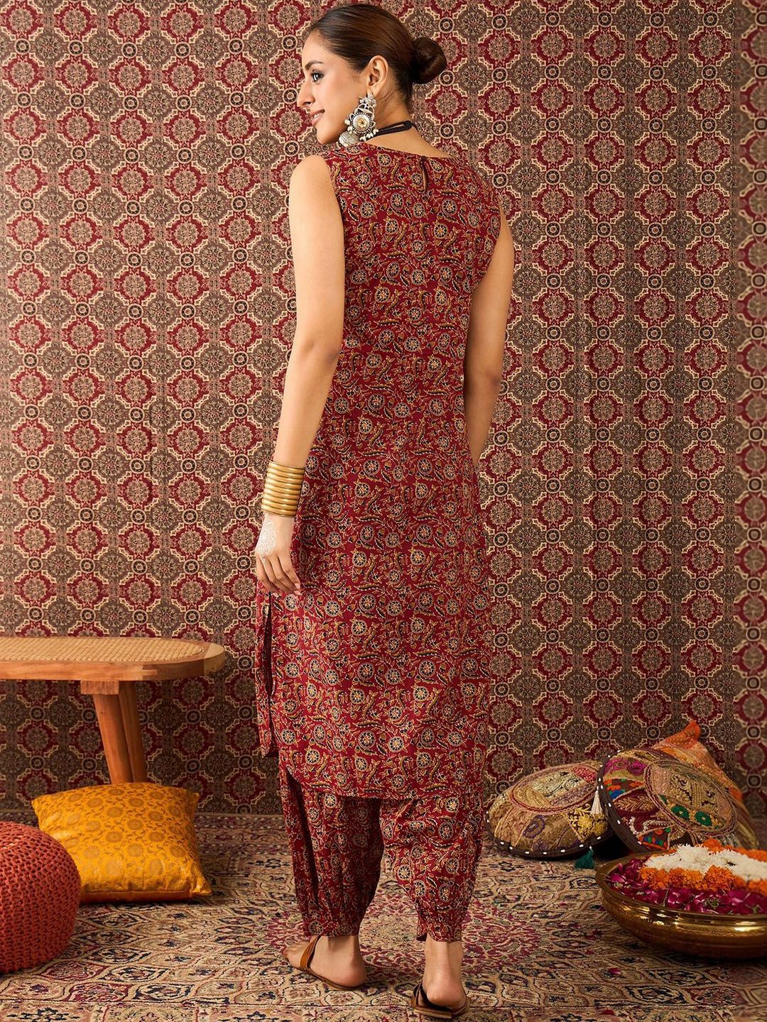 Women Ethnic Motifs Printed Regular Pure Cotton Kurta with Patiala