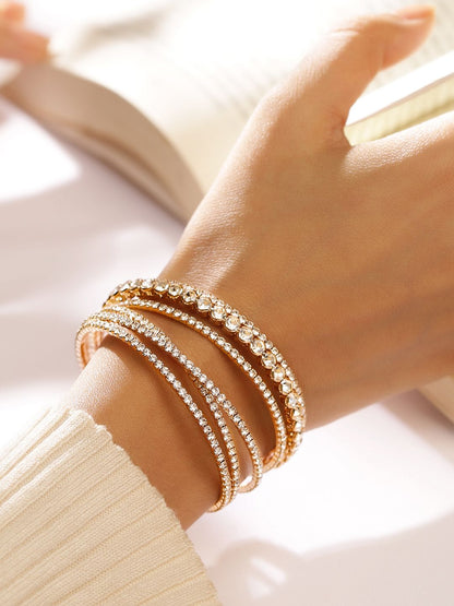 Dhiyona RJ Women's 18K Gold-Plated Cuff Bracelet with Sparkling AD & Cubic Zirconia Stones