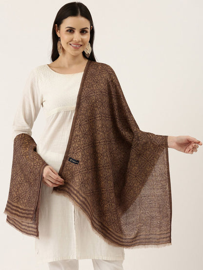 Dhiyona PA Women Brown Printed Wool Shawl