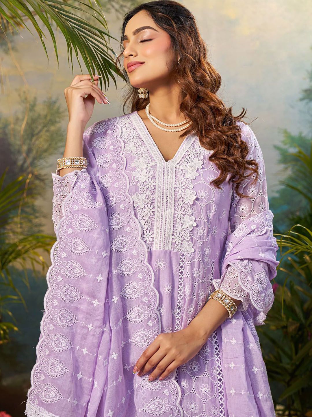 Women Ethnic Motifs Embroidered Cotton Kurta with Trousers & Dupatta
