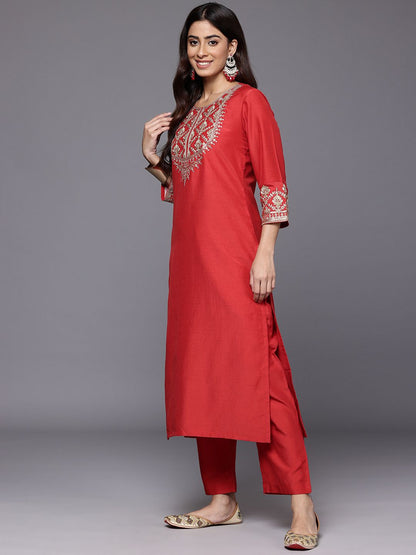 Dhiyona VA Women's Ethnic Motifs Embroidered Kurta with Palazzos & With Dupatta