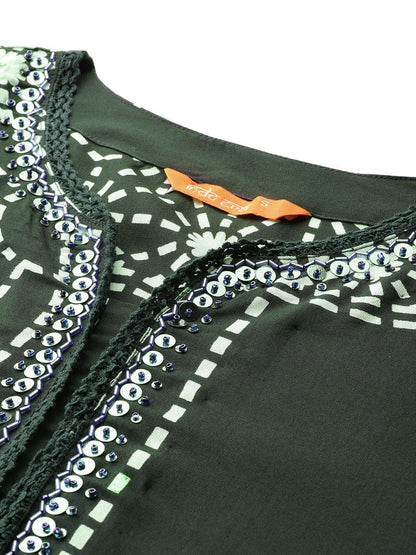 Dhiyona IE Printed Beads & Stones Kurta with Trousers