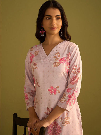 Dhiyona IE Women Floral Printed Regular Kurta with Trousers