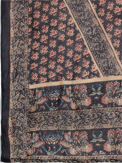 Dhiyona IE Floral Printed Sequinned Pure Cotton Kurta With Trousers & Dupatta