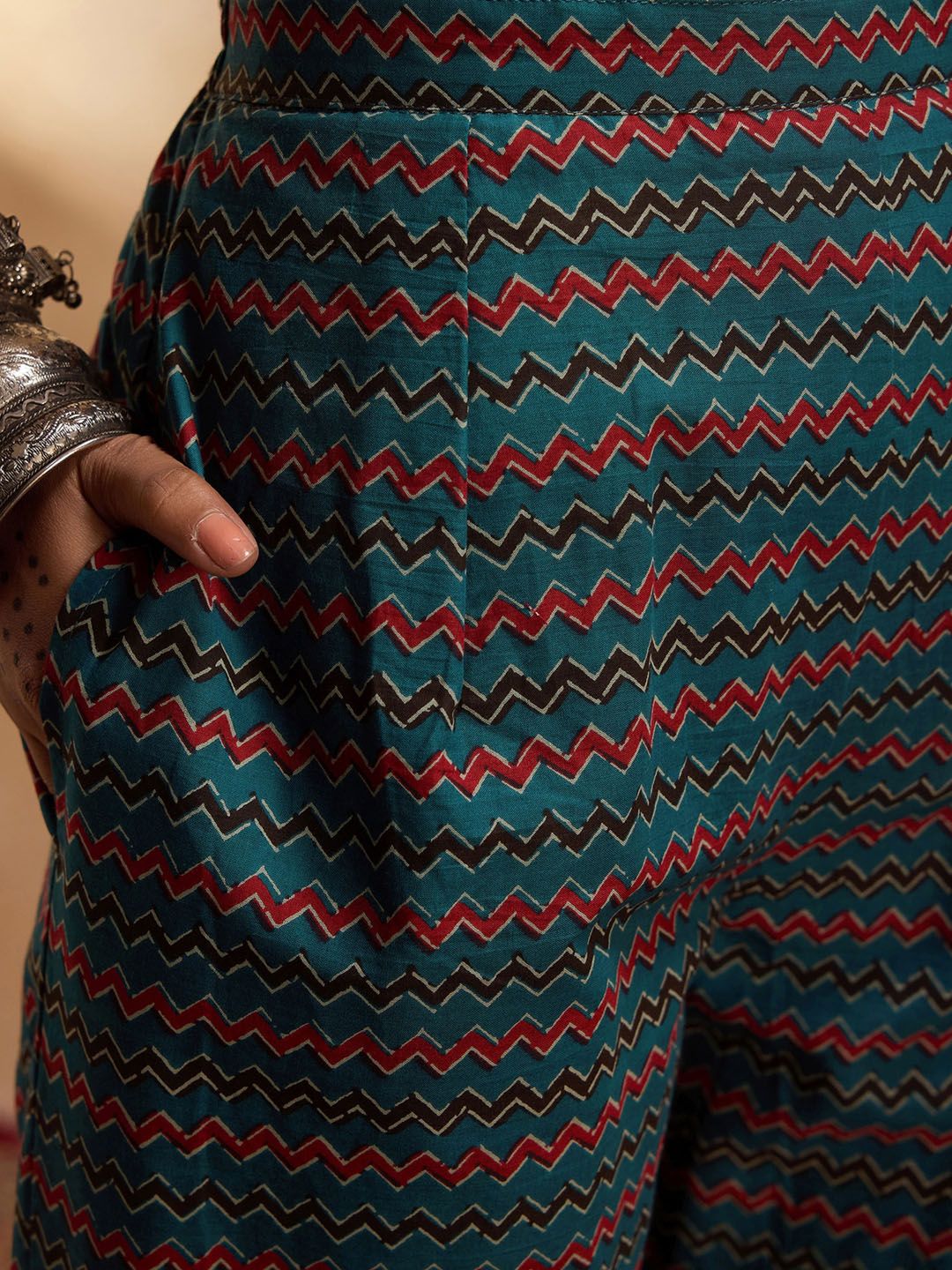 Dhiyona IE Floral Printed Empire Pure Cotton A-Line Kurta with Trousers & Dupatta