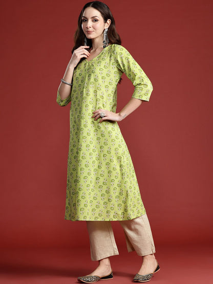 Dhiyona IE Women Floral Printed Pure Cotton Kurta