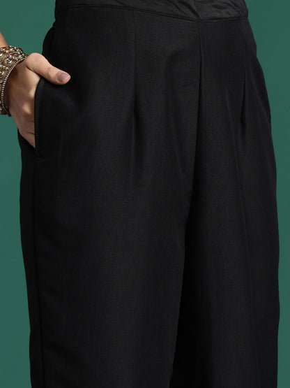 Dhiyona IE Ethnic Motifs Embroidered Zari Liva Kurta with Trousers & With Dupatta