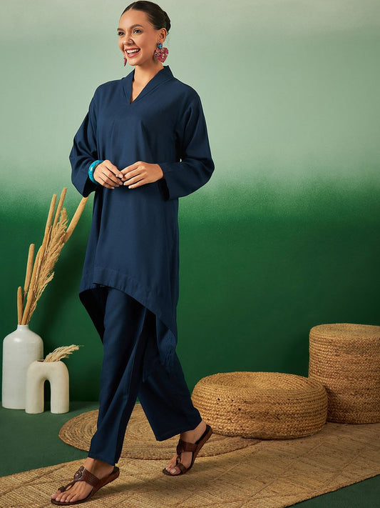 Dhiyona SN Women's A Line Asymmetric Kurta With Trouser